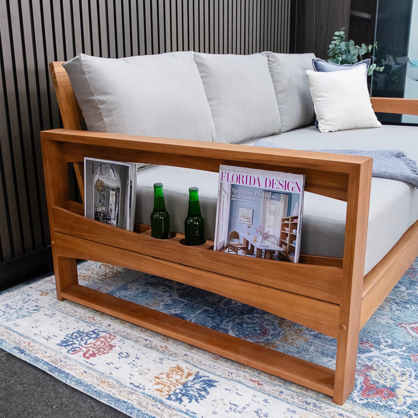 Napa Teak Wood Patio Sofa Daybed with Oyster Cushion - Image 10